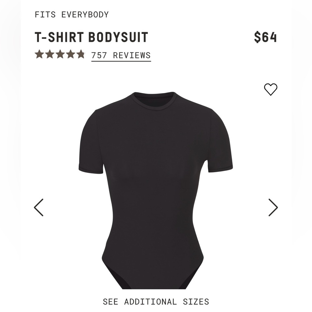 Skims fits everybody t-shirt bodysuit black XL